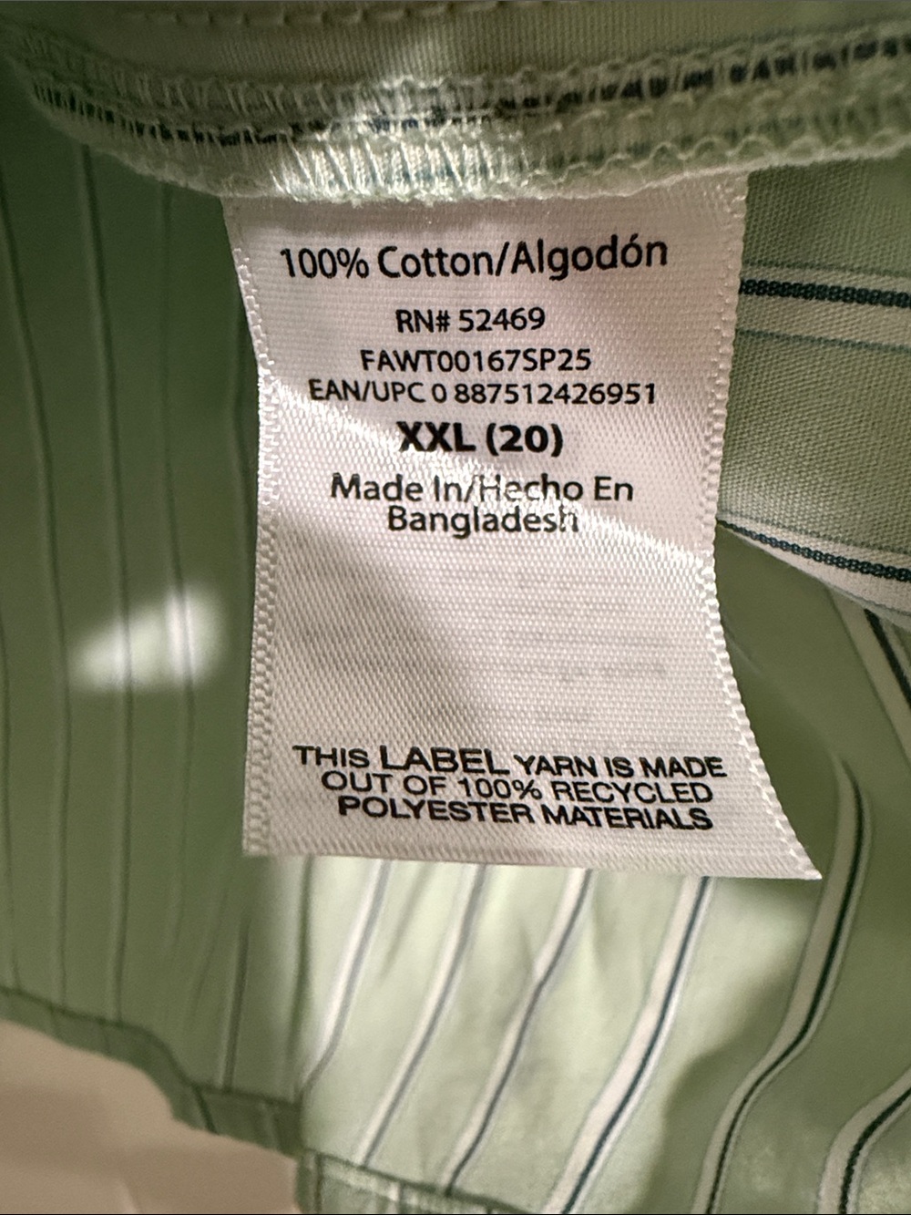 Light Green Striped Ruffled Tie-Neck Blouse - Picture 6 of 9